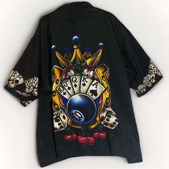 No Boundaries Vintage 8 Ball Dice Poker Vegas Button Up Shirt 3XL Y2K Streetwear - Picture 2 of 8